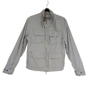 Calvin Klein Mens Light Gray Utility Jacket Multiple Pockets & Zipper Front Size